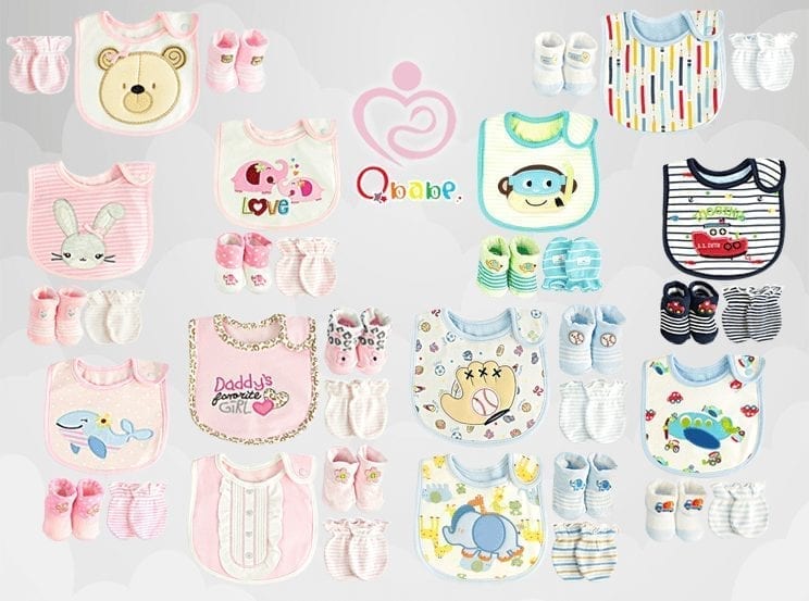 QBabe Baby Gift Set (Socks & Mittens & Bib) - Mothers First Choice