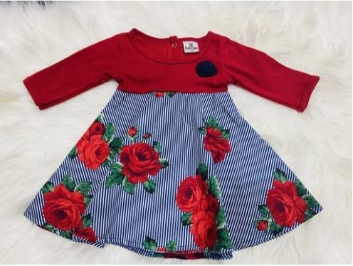 CLEARANCE (BAJU RAYA ) BABY DRESS RED STRIPE